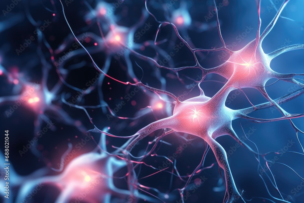 Glowing Neuron Network In Brain Glowing Neuron Network In Brain