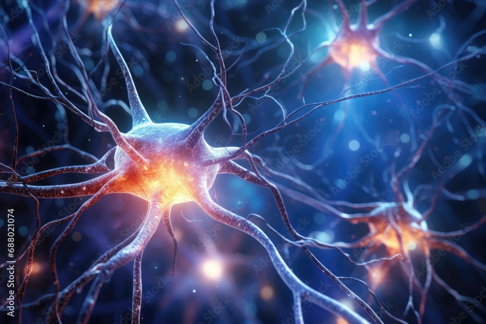 Glowing Neuron Network In Brain Glowing Neuron Network In Brain