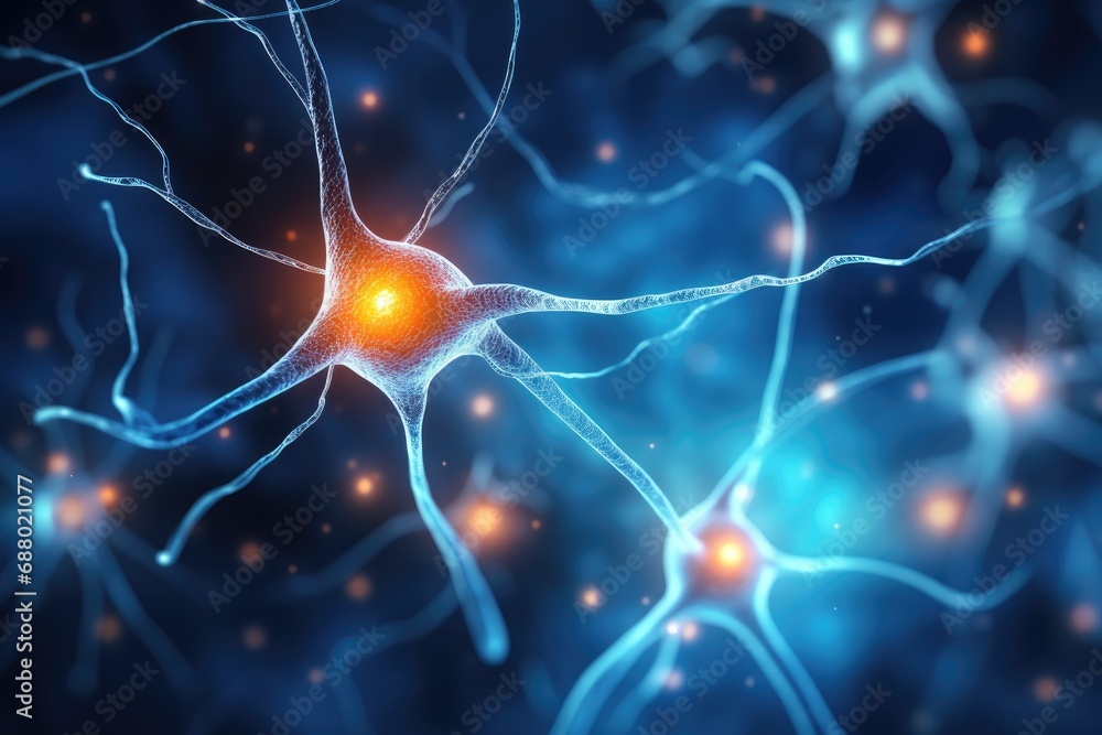 Glowing Neuron Network In Brain Glowing Neuron Network In Brain