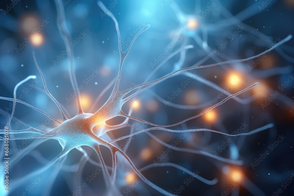 Glowing Neuron Network In Brain