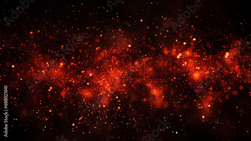 Dynamic Red Fire Spark Particles: Abstract Background of Glowing Flames - Intense Energy and Motion for Blazing Heatwave and Fiery Inferno Designs.