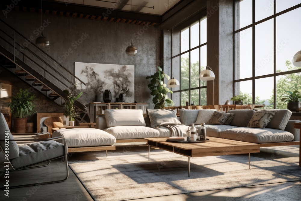 Organic industrial design living room Organic industrial design living room