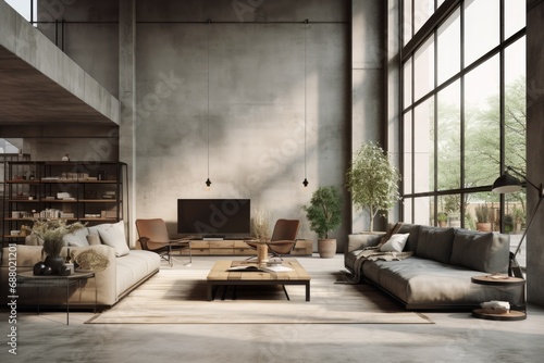 Organic industrial design living room