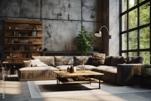 Organic industrial design living room