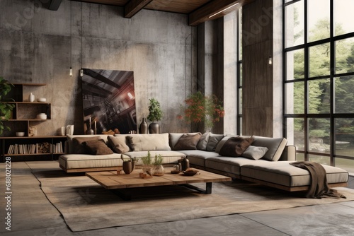 Organic industrial design living room