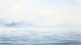 minimalistic foggy sea landscape watercolor illustration