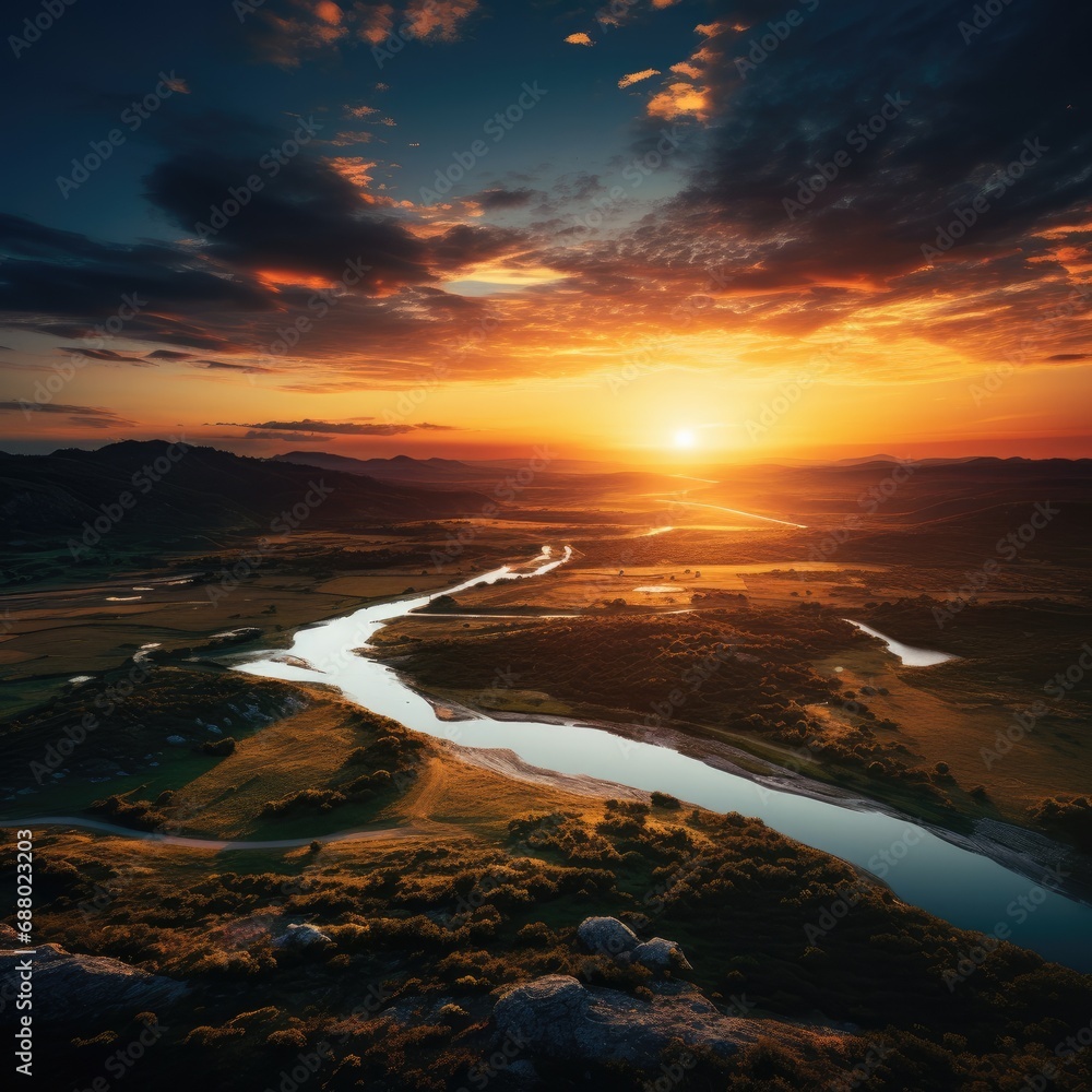 Fototapeta premium Breathtaking Arial Landscape During Sunset