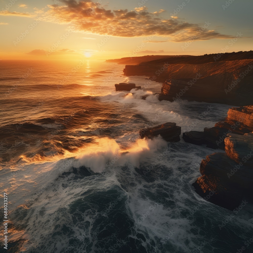 Fototapeta premium Breathtaking Arial Landscape During Sunset
