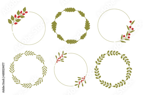 Vector set of wreaths isolated on white background