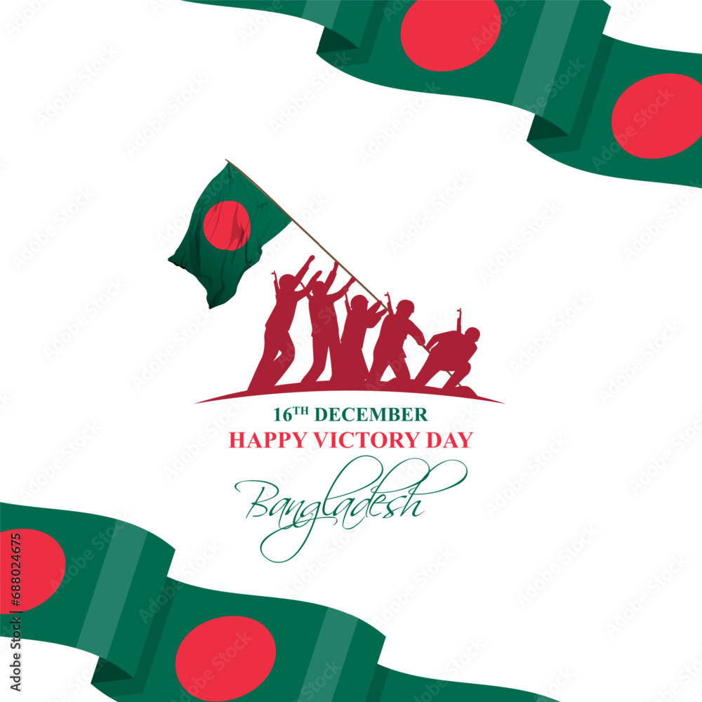 Fototapeta premium Vector illustration of Bangladesh Victory Day social media feed template