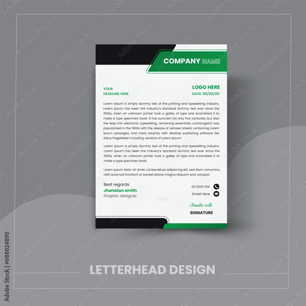Naklejka premium corporate business letterhead template. creative business template art. modern vector art.