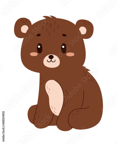 Flat vector bear isolated on white background