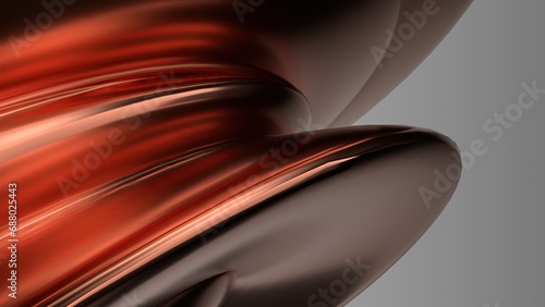 Copper metal plate Luxurious Elegant and Modern 3D Rendering Abstract Background with Delicate Bezier Curves