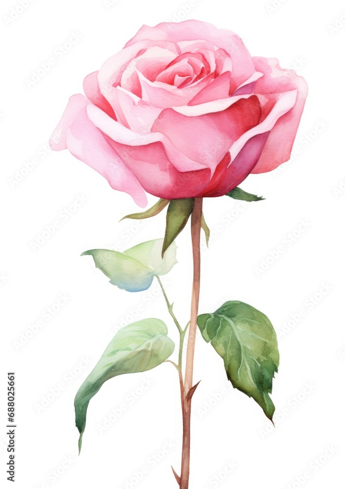 watercolor illustration rose flower,isolated on white background watercolor illustration rose flower,isolated on white background