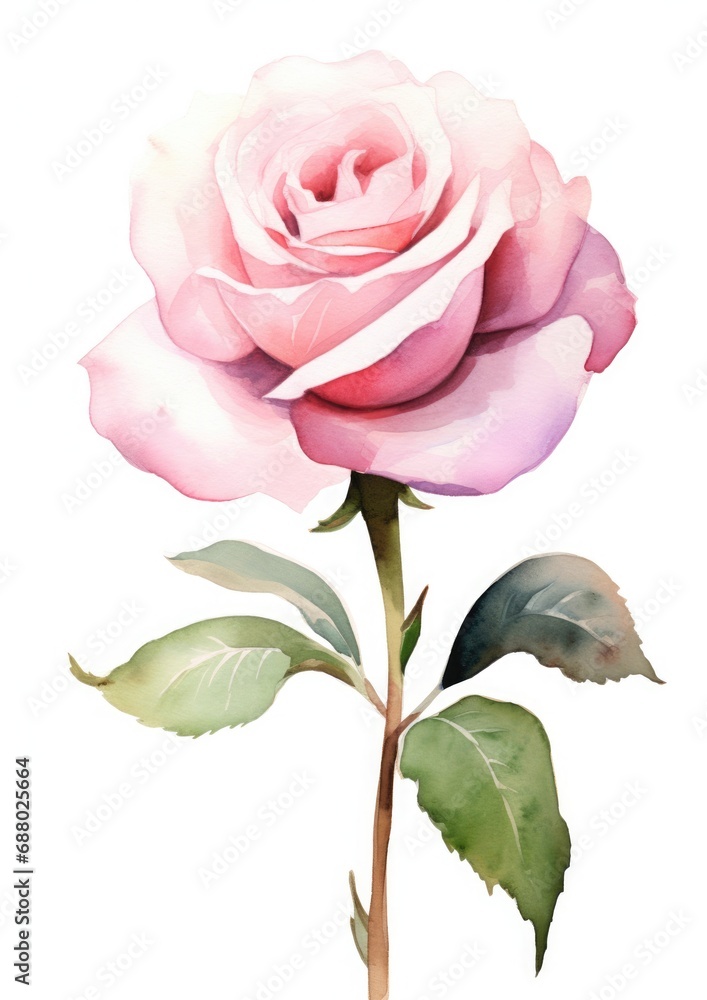 watercolor illustration rose flower,isolated on white background watercolor illustration rose flower,isolated on white background
