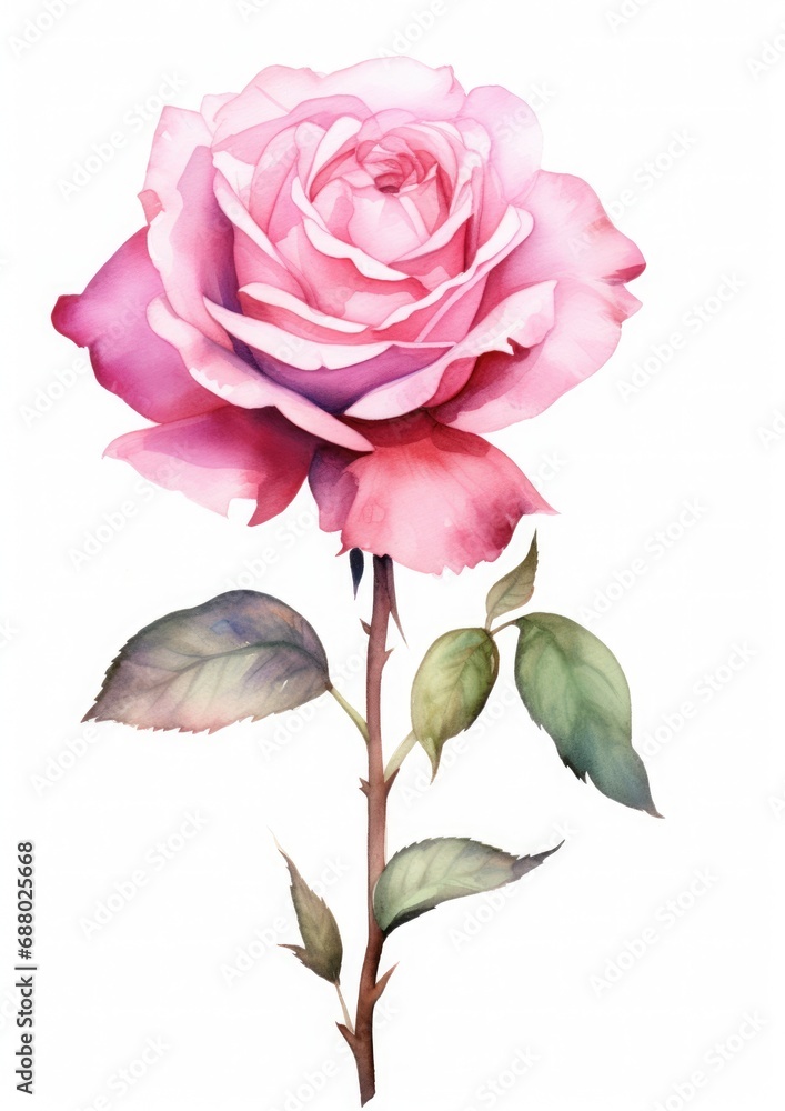 watercolor illustration rose flower,isolated on white background watercolor illustration rose flower,isolated on white background