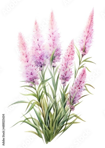 watercolor illustration liatris bouquet, isolated on white background