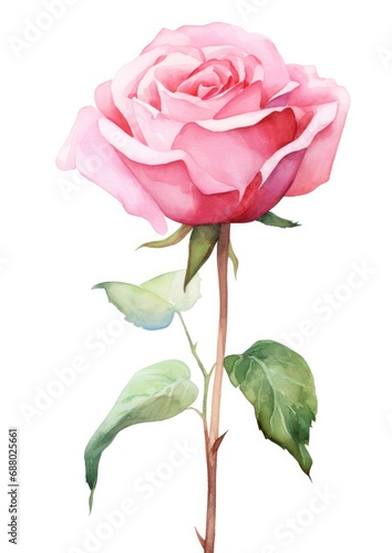 watercolor illustration rose flower isolated on white background