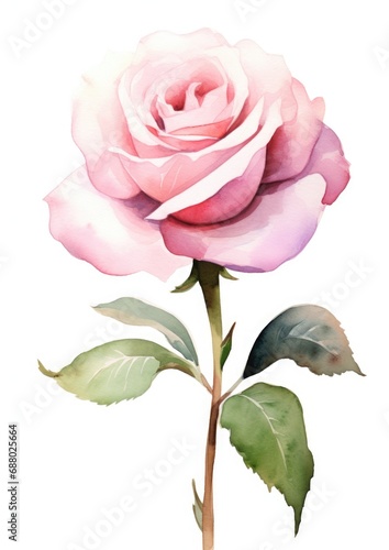 watercolor illustration rose flower,isolated on white background