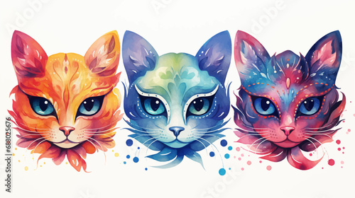 Cat Mask Vector Watercolor Design