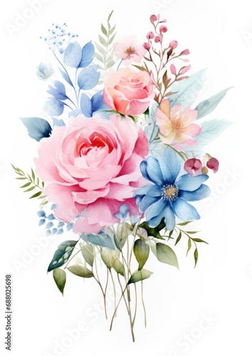 watercolor illustration astromelia bouquet, isolated on white background © Maryna