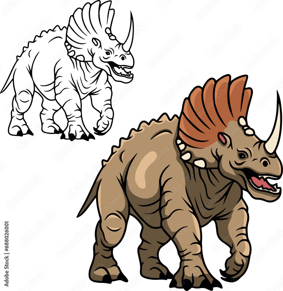 Fototapeta premium Dinosaur triceratops vector