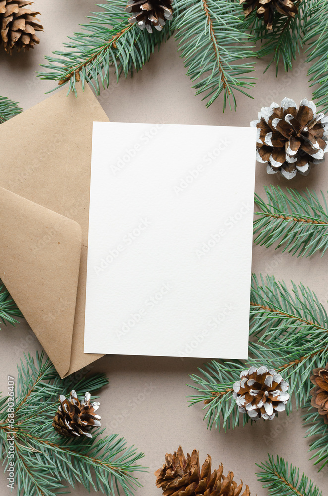 Christmas greeting or invitation card mockup with copy space Christmas greeting or invitation card mockup with copy space