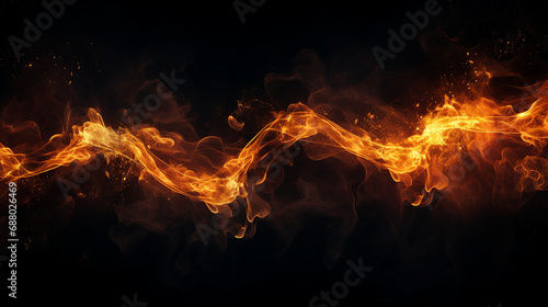 Dynamic Fire Sparks: Abstract Explosion of Glowing Particles on Black Background - Mesmerizing Night Celebration and Event Illumination with Beautiful Vibrant Energy.