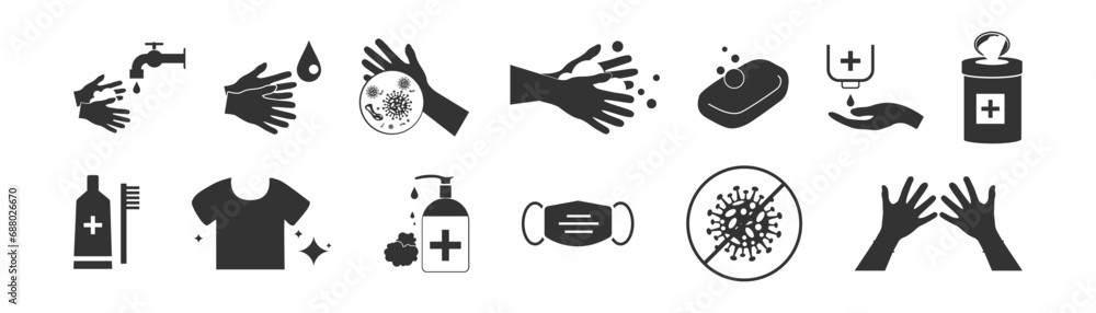 Hygienic set. wash hands icon. Vector. Hygienic set. wash hands icon. Vector.