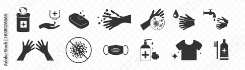 Hygienic set. wash hands icon. Vector.
