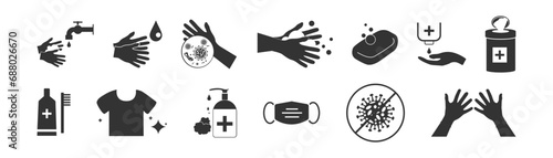 Hygienic set. wash hands icon. Vector.