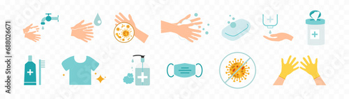Hygienic set. wash hands icon. Vector.