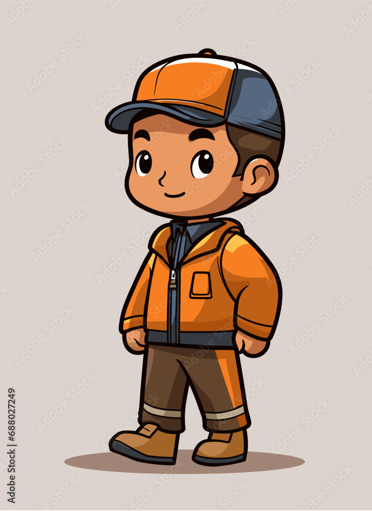 Fototapeta premium Warehouse worker man - flat colors vector illustration