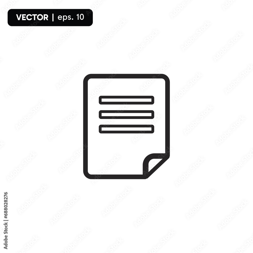 Document paper line icon, document icon for UI UX or Web, with white background. vector eps 10 Document paper line icon, document icon for UI UX or Web, with white background. vector eps 10