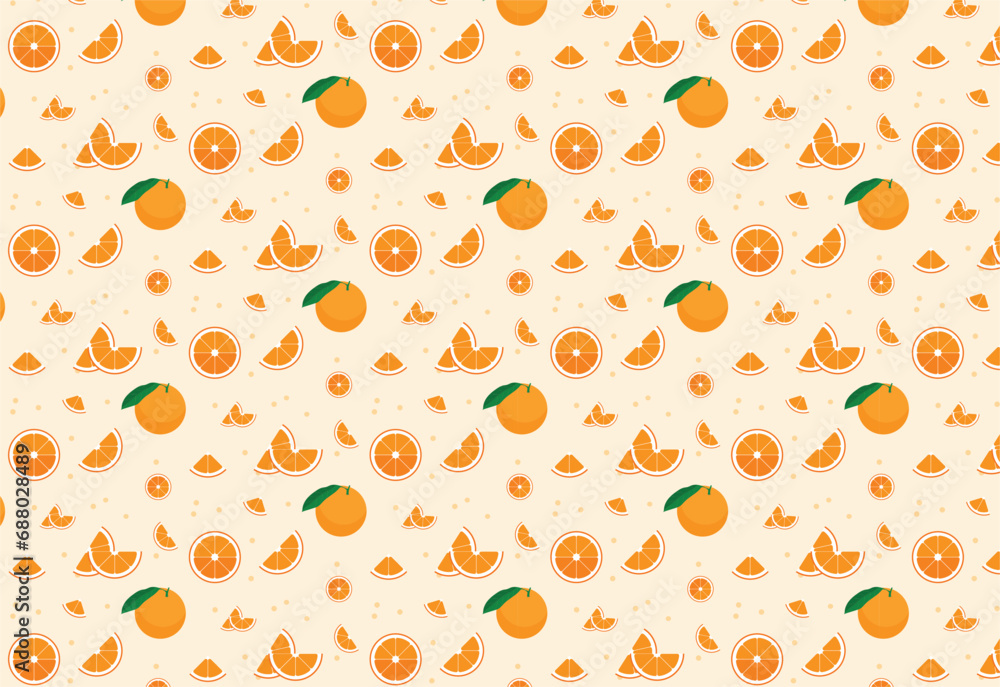 Orange fruit pattern background for fabric prints, paper prints, poster designs, screens, wrapping paper, banner backgrounds, etc Orange fruit pattern background for fabric prints, paper prints, poster designs, screens, wrapping paper, banner backgrounds, etc