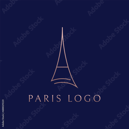 French eiffel tower building and high tower Logo template design.With editable vector illustration.