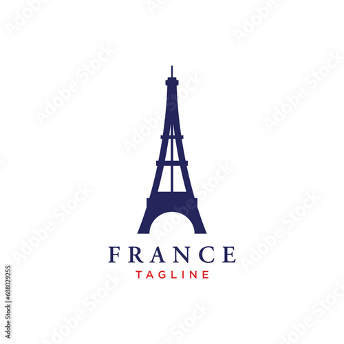 French eiffel tower building and high tower Logo template design.With editable vector illustration.