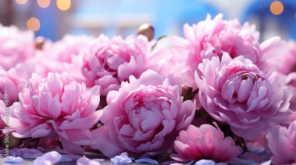 Beautiful Blurred Pink Peony Mashed Bluish, HD, Background Wallpaper, Desktop Wallpaper