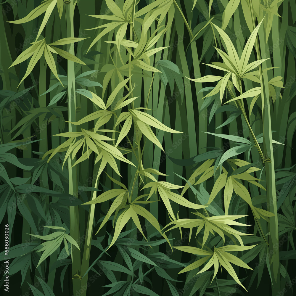 Fototapeta premium Bamboo Pattern: A subtle bamboo pattern with natural green hues and simple lines.