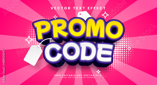 Promo code editable text style effect. Vector text effect for product promotion needs.