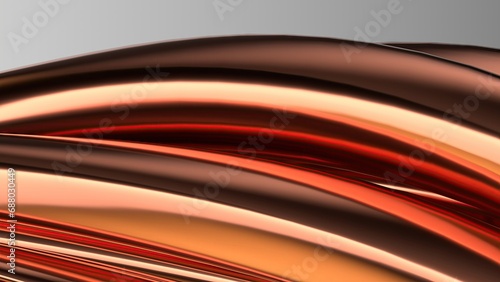 Copper Metal Plate Contemporary Luxury Curve Elegant Modern 3D Rendering Abstract Background