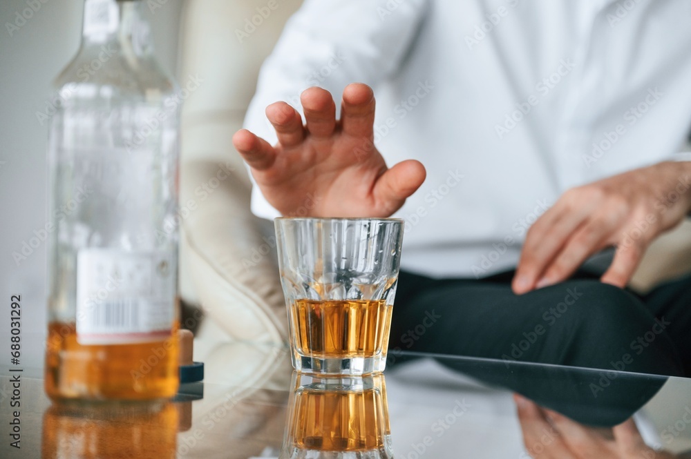 Man is rejected alcohol. No more drinking Man is rejected alcohol. No more drinking