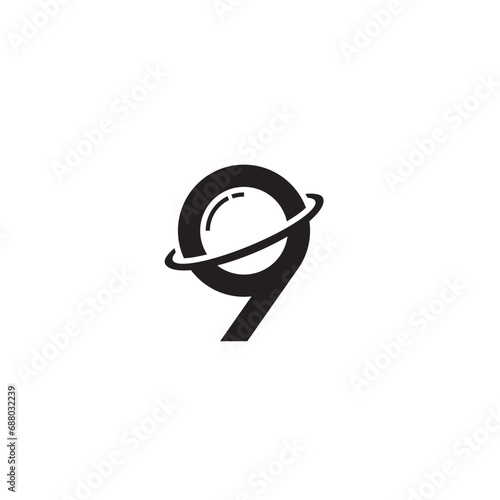 9 and Planet logo or icon design