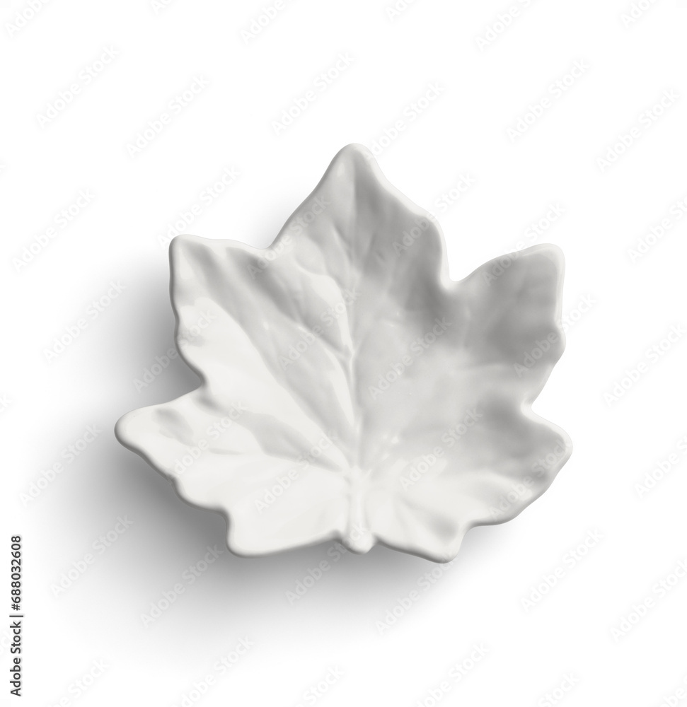 White Ceramic Plate Autumn Leaf White Ceramic Plate Autumn Leaf