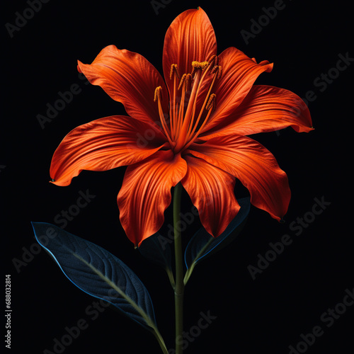 a close up of an orange flower, in the style of dark compositions