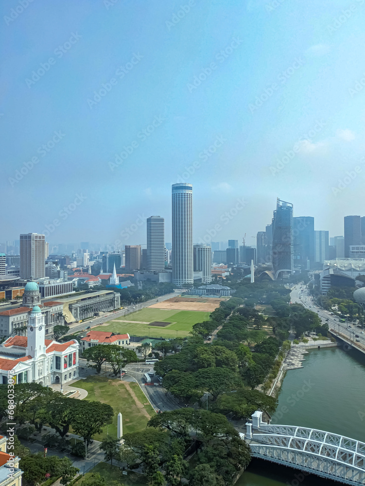 Obraz premium Aerial View of Padang towards Raffles City