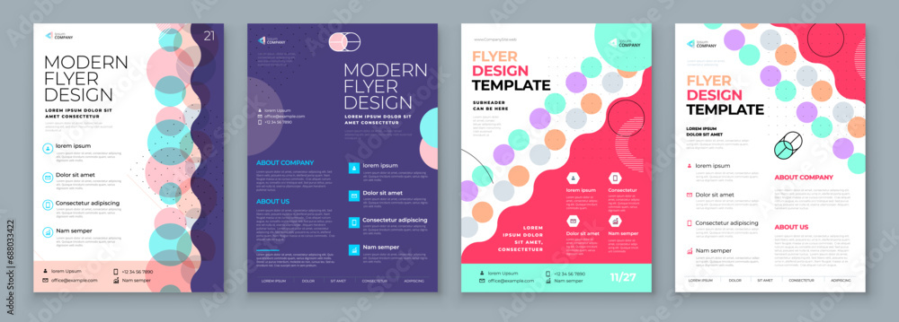 Flyer Template Layout Design Set. Corporate business annual report, catalog, magazine, flyer mockup. Creative modern background concept in abstract flat style shape - obrazy, fototapety, plakaty 