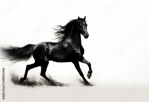 Embodying Freedom and Power: Black Horse Running in the Wind - A Captivating Display of Nature’s Majesty
