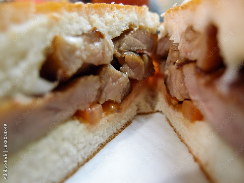Close-up of the hamburger. Food concept. Close-up of the hamburger. Food concept.