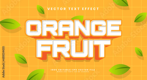 Orange fruit editable text style effect. Vector text effect with a minimalist orange color.